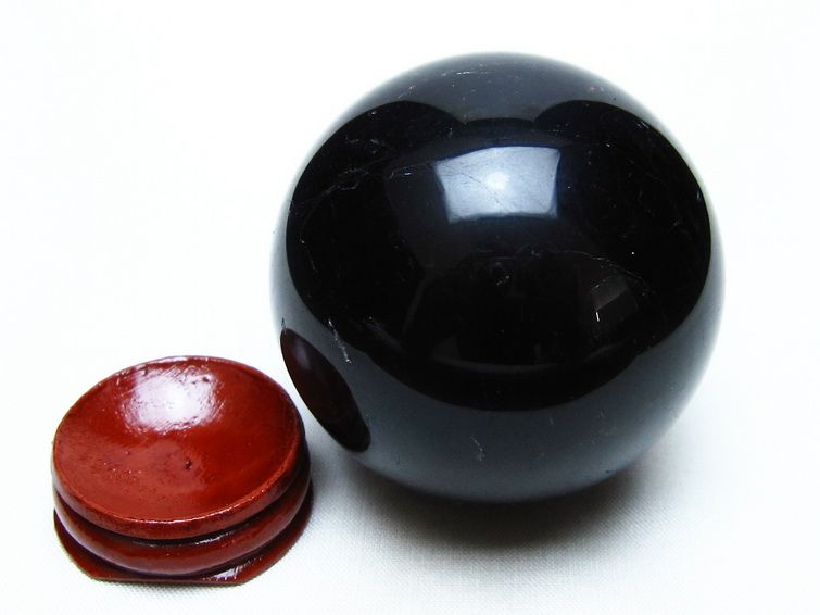 黒水晶 スフィア モリオン 丸玉 60mm 原石 置物 一点物 151-10439