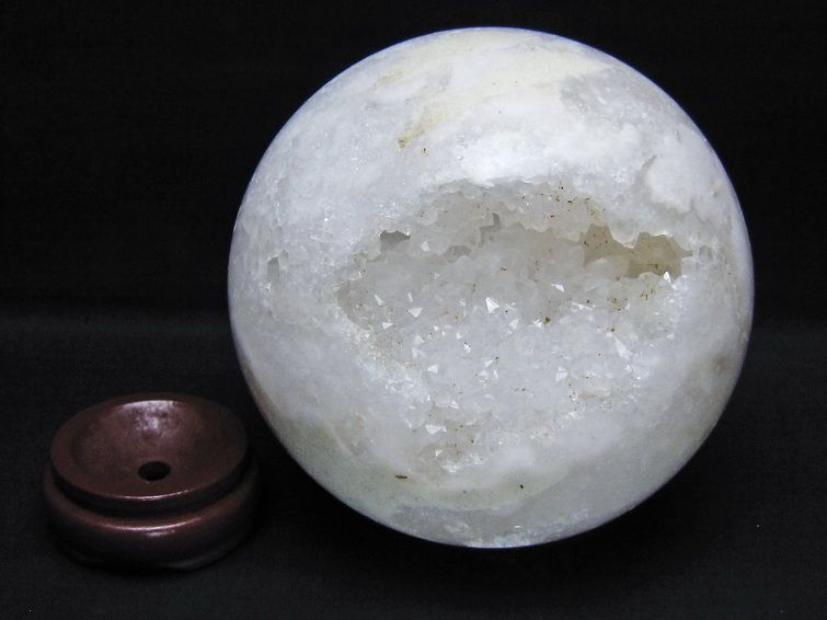 2Kg 水晶 ジオード 丸玉 127mm 笑口 置物 原石 一点物 151-10552