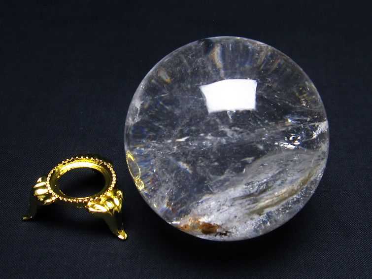 水晶 丸玉 六角柱入 60mm 水晶玉 一点物 151-7195