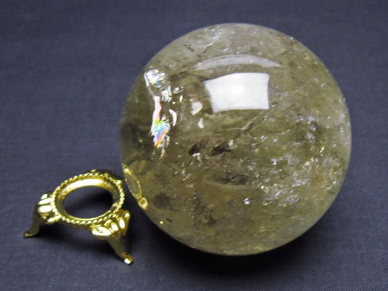 シトリン 丸玉 虹入り 63mm シトリンクォーツ スフィア 一点物 151-7923