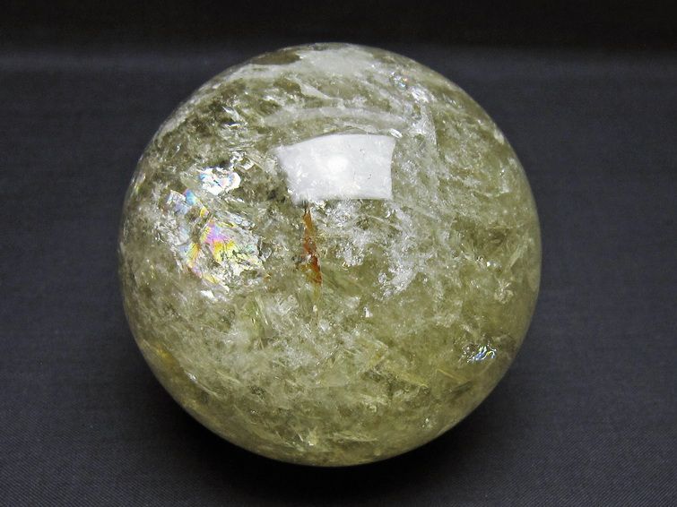 シトリン 丸玉 虹入り 77mm シトリンクォーツ スフィア 一点物 151-7931