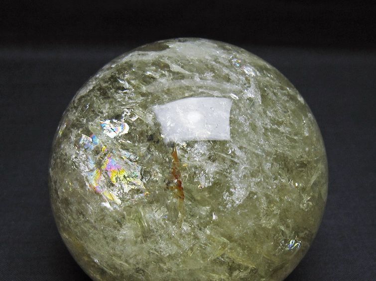 シトリン 丸玉 虹入り 77mm シトリンクォーツ スフィア 一点物 151-7931