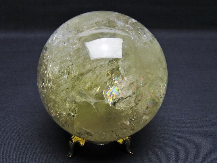 シトリン 丸玉 虹入り 77mm シトリンクォーツ スフィア 一点物 151-7932