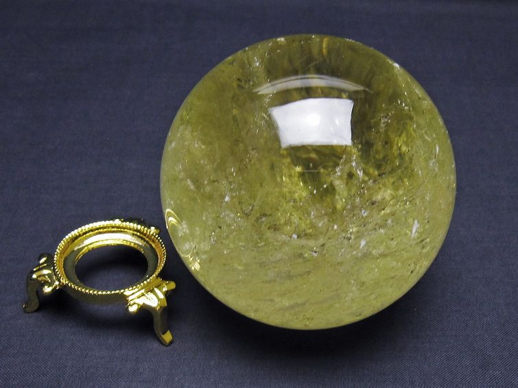 シトリン 丸玉 虹入り 75mm シトリンクォーツ スフィア 一点物 151-7950