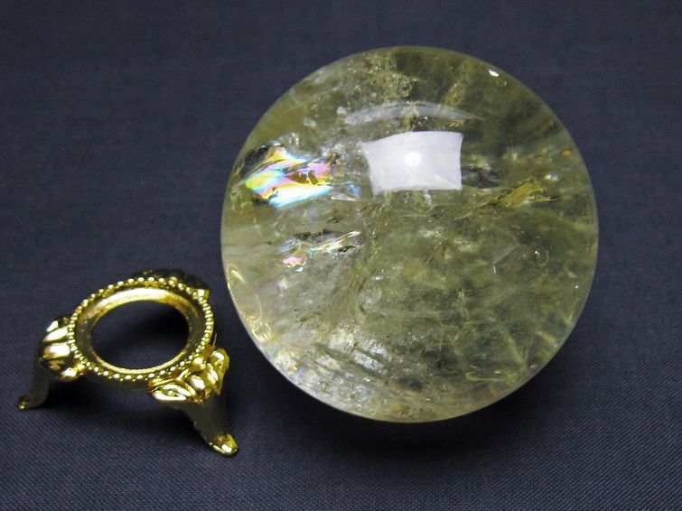 シトリン 丸玉 虹入り 52mm シトリンクォーツ スフィア 一点物 151-7957