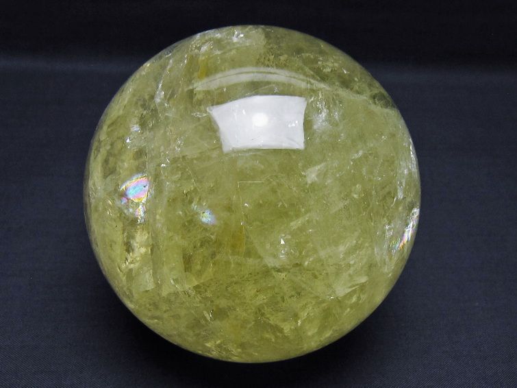 1.2Kg シトリン 丸玉 虹入り 92mm シトリンクォーツ スフィア 一点物 151-7974