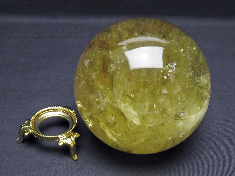 シトリン 丸玉 虹入り 83mm シトリンクォーツ スフィア 一点物 151-7985