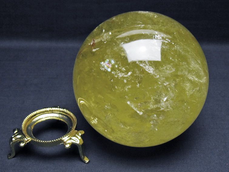 1.6Kg シトリン 丸玉 虹入り 107mm シトリンクォーツ スフィア 一点物 151-8022