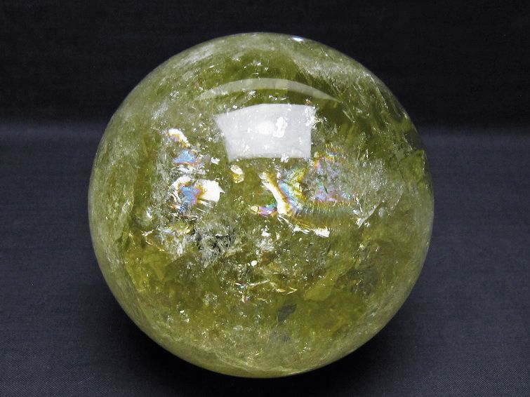 1.6Kg シトリン 丸玉 虹入り 107mm シトリンクォーツ スフィア 一点物 151-8028