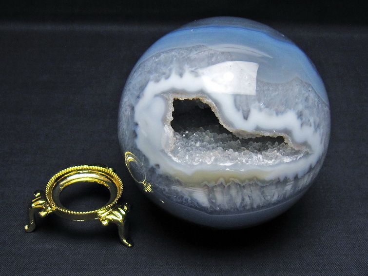 アゲート 笑口丸玉 ブラジル産 82mm ジオード スフィア 一点物 151-8270