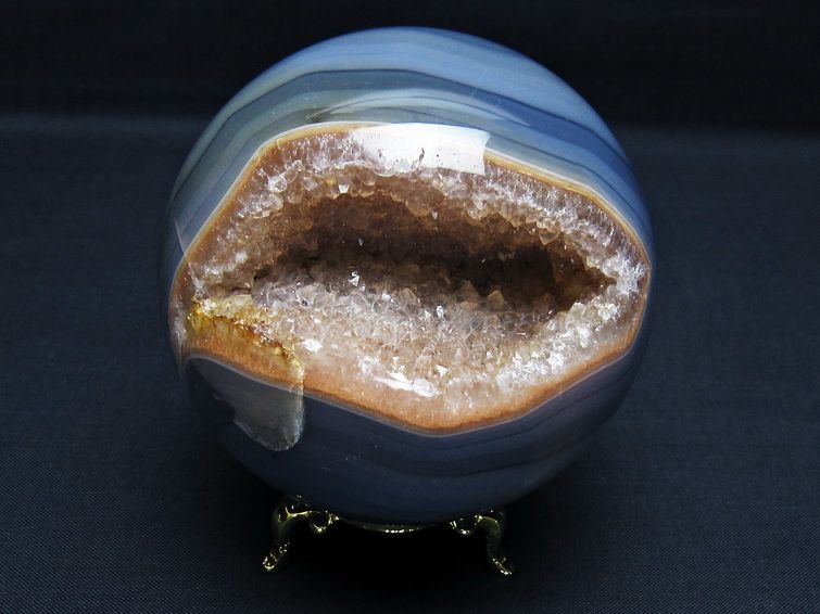 アゲート 笑口丸玉 ブラジル産 80mm ジオード スフィア 一点物 151-8272