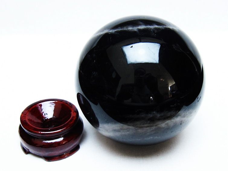 モリオン 丸玉 87mm 黒水晶 丸玉 モリオン スフィア 一点物 151-8526