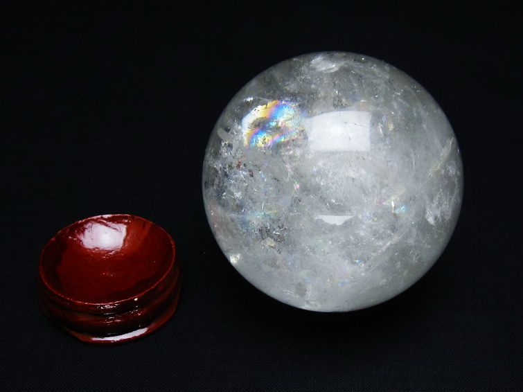 水晶 丸玉 虹入り 60mm スフィア 置物 水晶玉 一点物 151-8706