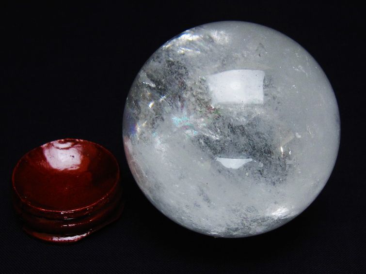 水晶 丸玉 虹入り 60mm スフィア 置物 水晶玉 一点物 151-8708