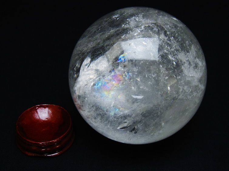 水晶 丸玉 虹入り 77mm スフィア 置物 水晶玉 一点物 151-8712 【sold out】