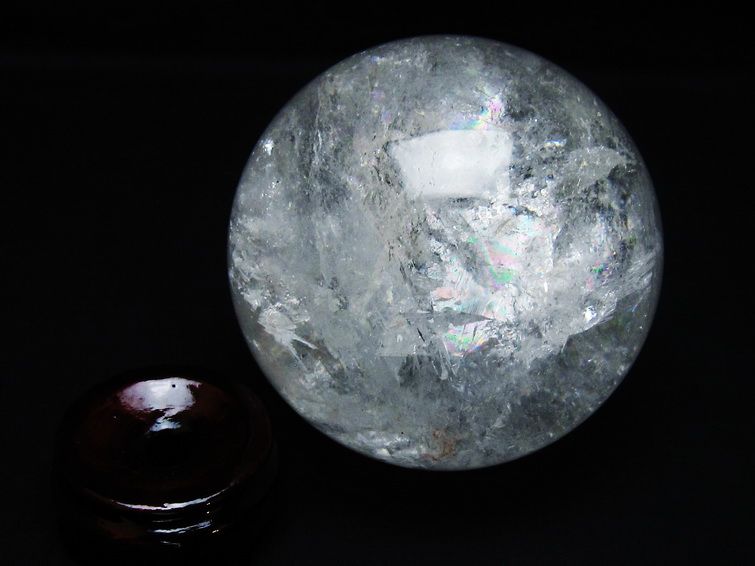 1Kg 水晶 丸玉 虹入り 89mm スフィア 置物 水晶玉 一点物 151-8715 【sold out】