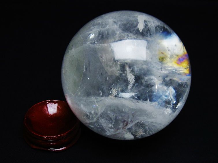 水晶 丸玉 虹入り 74mm スフィア 置物 水晶玉 一点物 151-8716