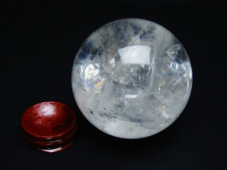 水晶 丸玉 虹入り 71mm スフィア 置物 水晶玉 一点物 151-8720 【sold out】