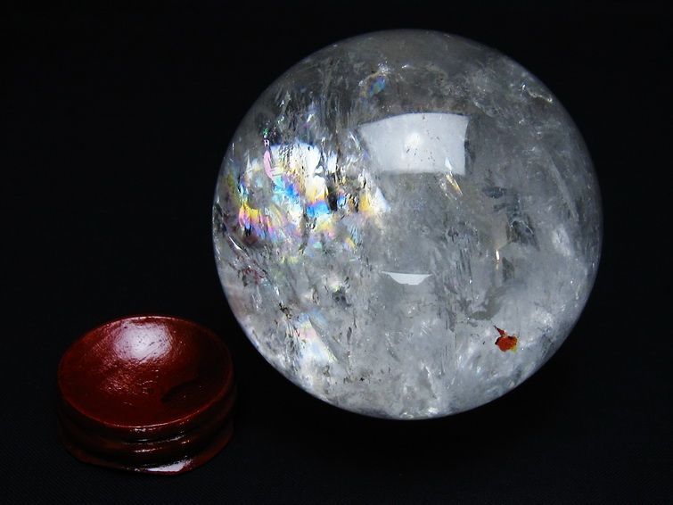 水晶 丸玉 虹入り 73mm スフィア 置物 水晶玉 一点物 151-8721