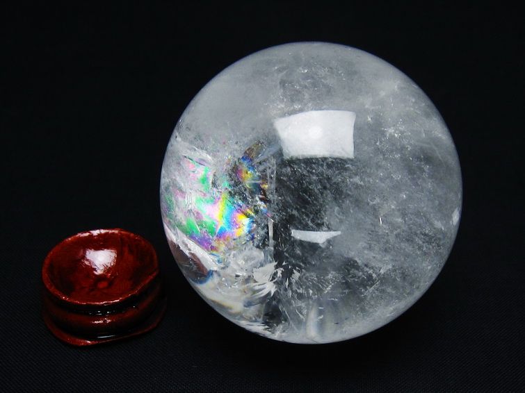 水晶 丸玉 虹入り 57mm スフィア 置物 水晶玉 一点物 151-8732 【sold out】