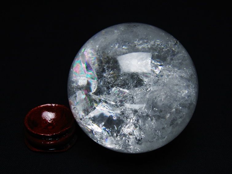 水晶 丸玉 虹入り 59mm スフィア 置物 水晶玉 一点物 151-8737