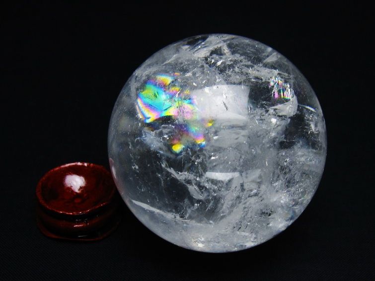 水晶 丸玉 虹入り 59mm スフィア 置物 水晶玉 一点物 151-8738 【sold out】