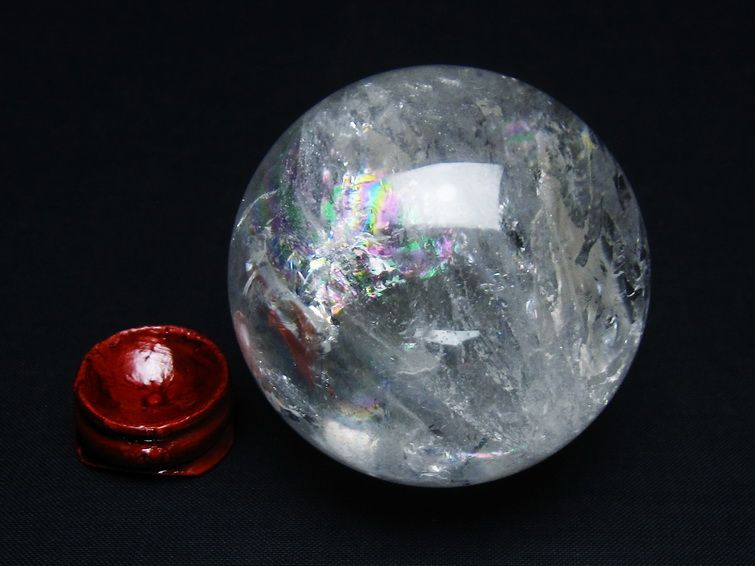 水晶 丸玉 虹入り 60mm スフィア 置物 水晶玉 一点物 151-8741 【sold out】