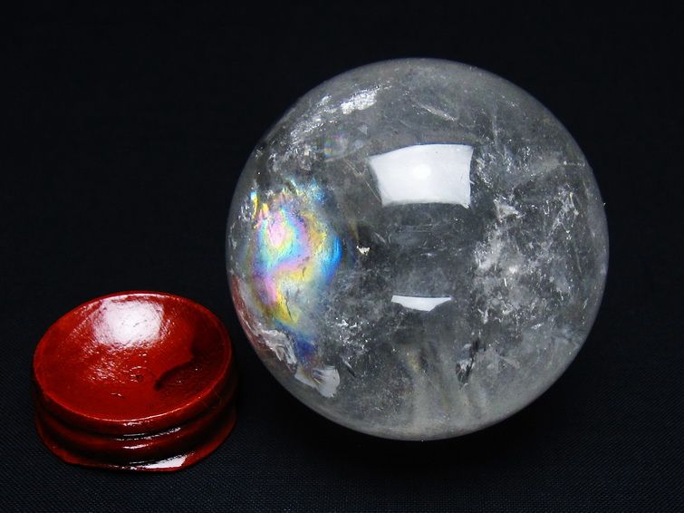水晶 丸玉 虹入り 61mm スフィア 置物 水晶玉 一点物 151-8743