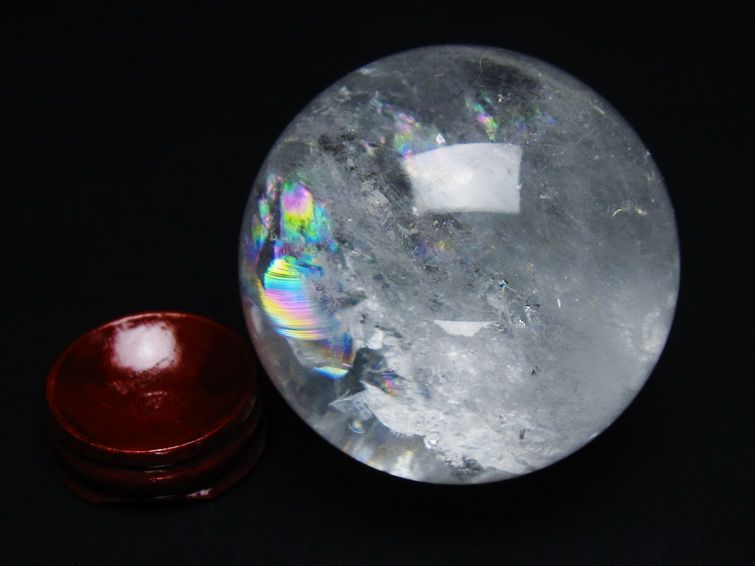 水晶 丸玉 虹入り 63mm スフィア 置物 水晶玉 一点物 151-8746