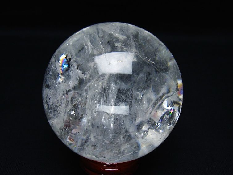水晶 丸玉 虹入り 69mm スフィア 置物 水晶玉 一点物 151-8755