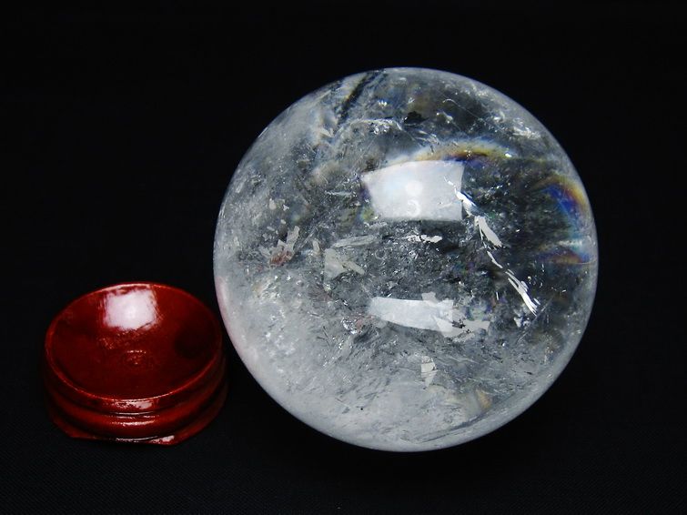 水晶 丸玉 虹入り 65mm スフィア 置物 水晶玉 一点物 151-8759