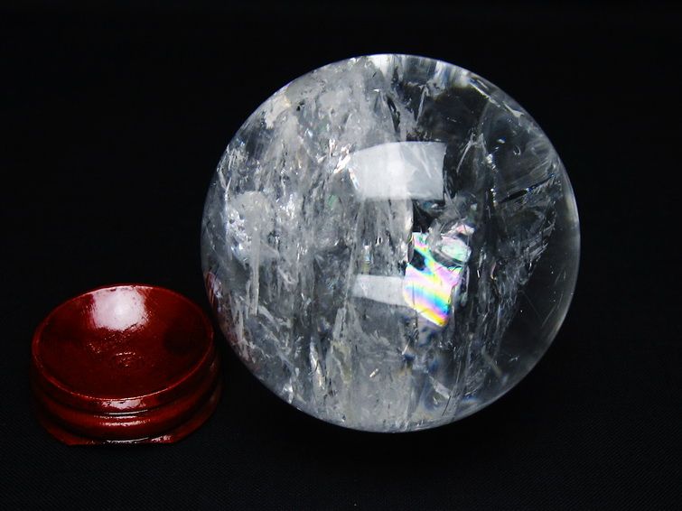 水晶 丸玉 虹入り 64mm スフィア 置物 水晶玉 一点物 151-8761