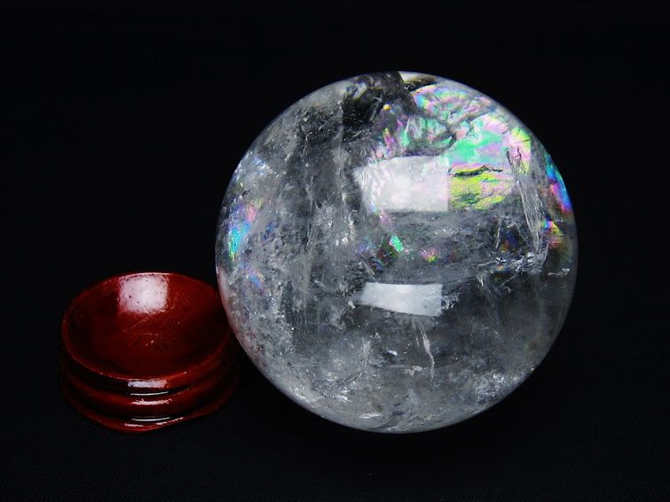 水晶 丸玉 虹入り 63mm スフィア 置物 水晶玉 一点物 151-8762