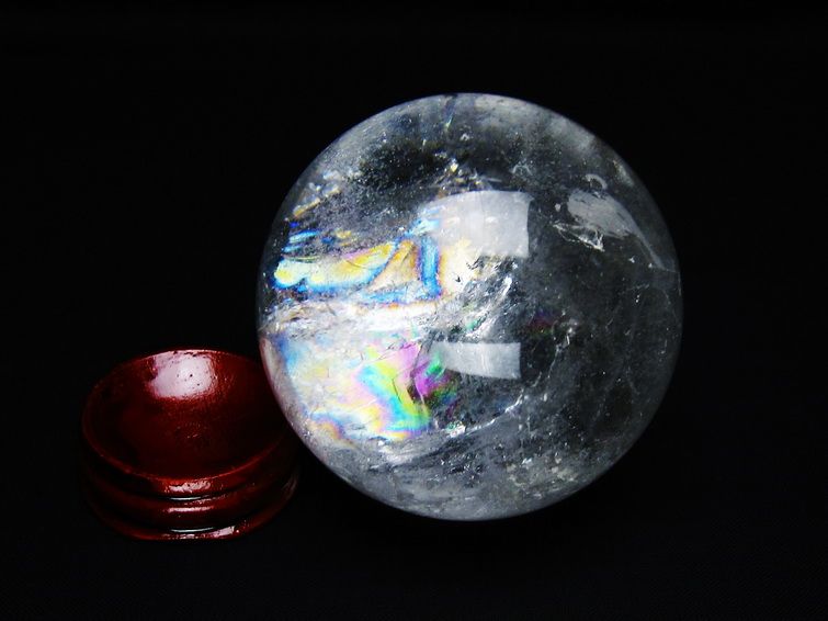 水晶 丸玉 虹入り 62mm スフィア 置物 水晶玉 一点物 151-8764
