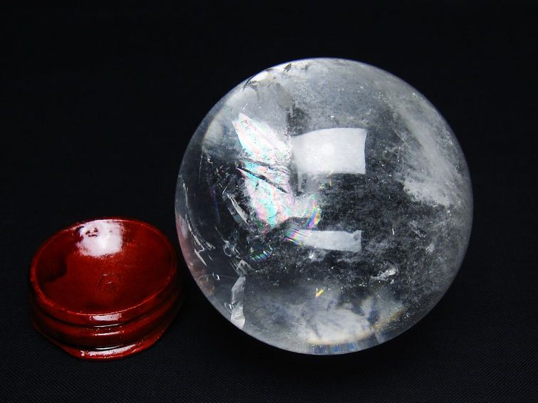 水晶 丸玉 虹入り 60mm スフィア 置物 水晶玉 一点物 151-8767