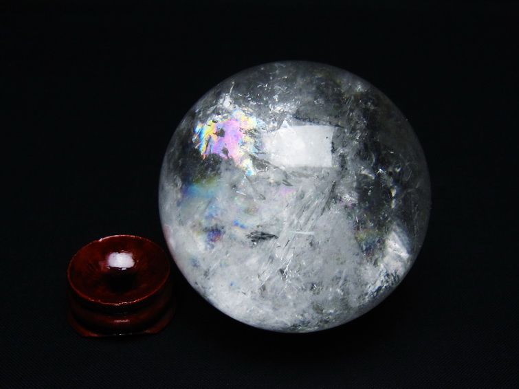 水晶 丸玉 虹入り 59mm スフィア 置物 水晶玉 一点物 151-8770
