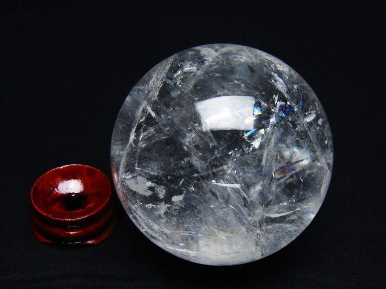 水晶 丸玉 虹入り 58mm スフィア 置物 水晶玉 一点物 151-8771