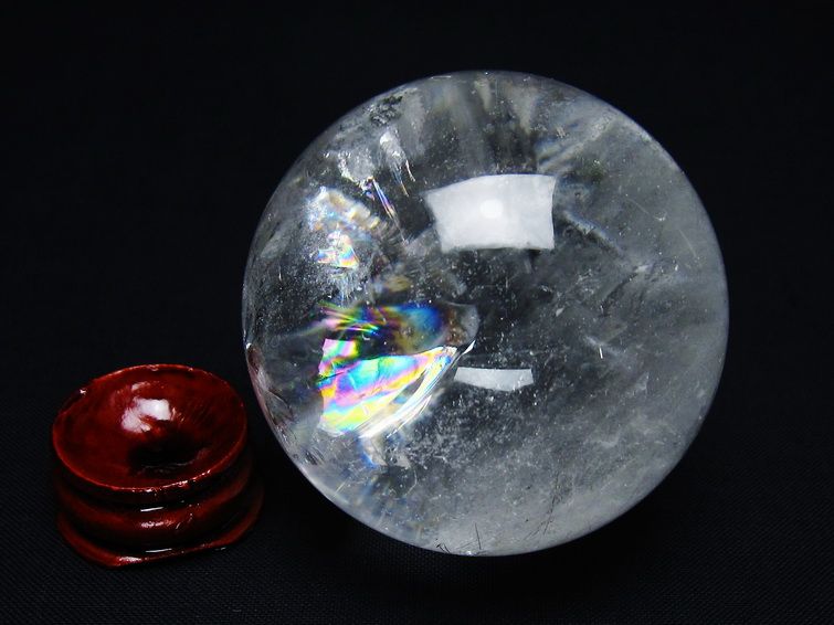 水晶 丸玉 虹入り 54mm スフィア 置物 水晶玉 一点物 151-8776 【sold out】