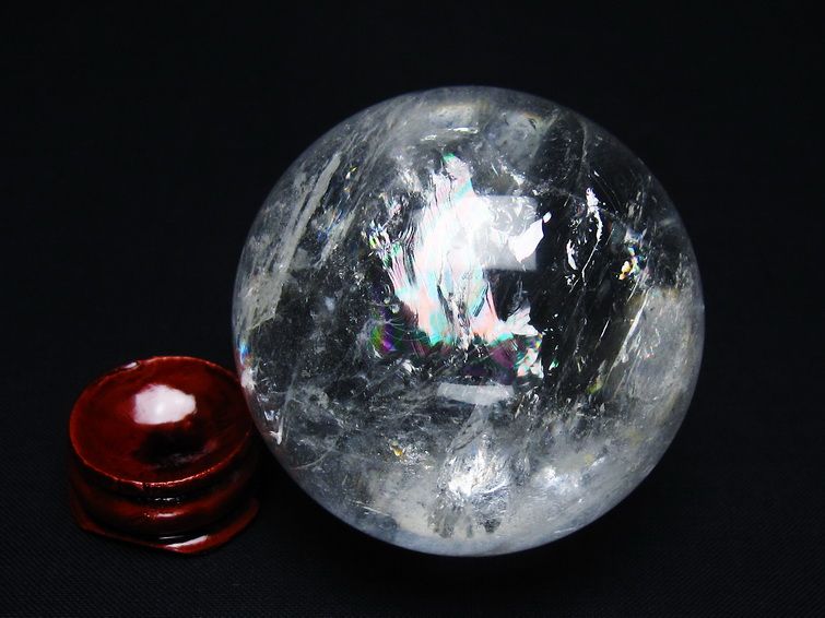 水晶 丸玉 虹入り 54mm スフィア 置物 水晶玉 一点物 151-8777 【sold out】