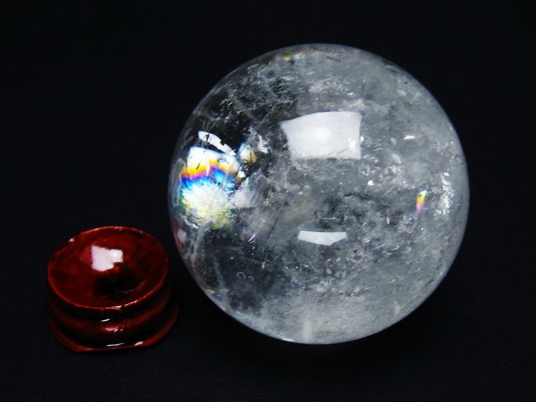 水晶 丸玉 虹入り 54mm スフィア 置物 水晶玉 一点物 151-8780