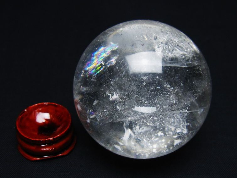 水晶 丸玉 虹入り 54mm スフィア 置物 水晶玉 一点物 151-8783