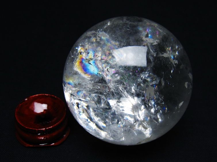 水晶 丸玉 虹入り 55mm スフィア 置物 水晶玉 一点物 151-8784