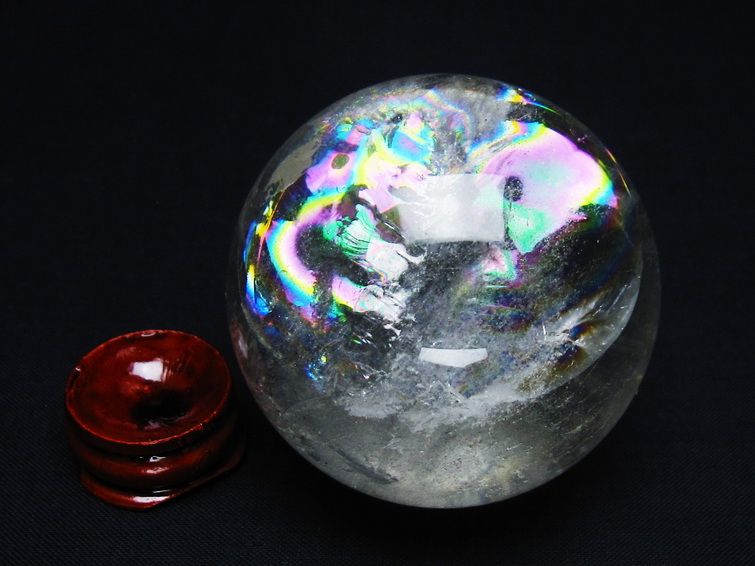 水晶 丸玉 虹入り 56mm スフィア 置物 水晶玉 一点物 151-8787