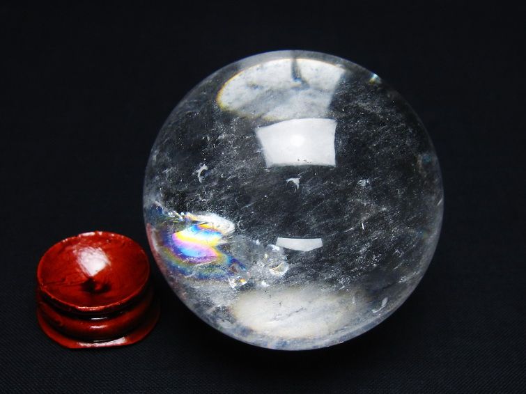 水晶 丸玉 虹入り 56mm スフィア 置物 水晶玉 一点物 151-8788