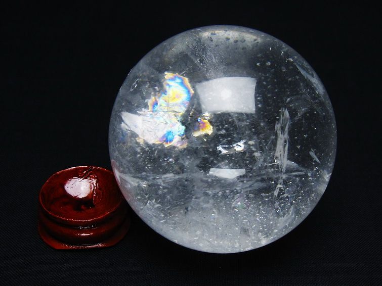 水晶 丸玉 虹入り 57mm スフィア 置物 水晶玉 一点物 151-8791