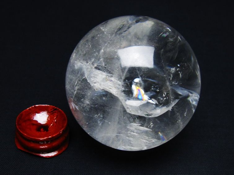 水晶 丸玉 虹入り 58mm スフィア 置物 水晶玉 一点物 151-8795
