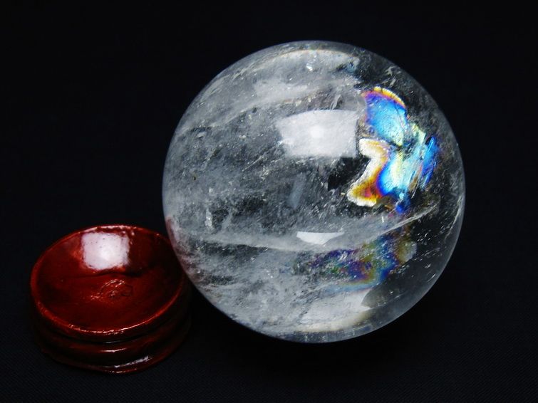 水晶 丸玉 虹入り 60mm スフィア 置物 水晶玉 一点物 151-8801
