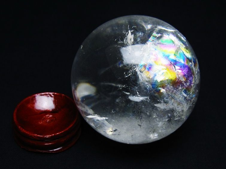水晶 丸玉 虹入り 62mm スフィア 置物 水晶玉 一点物 151-8802