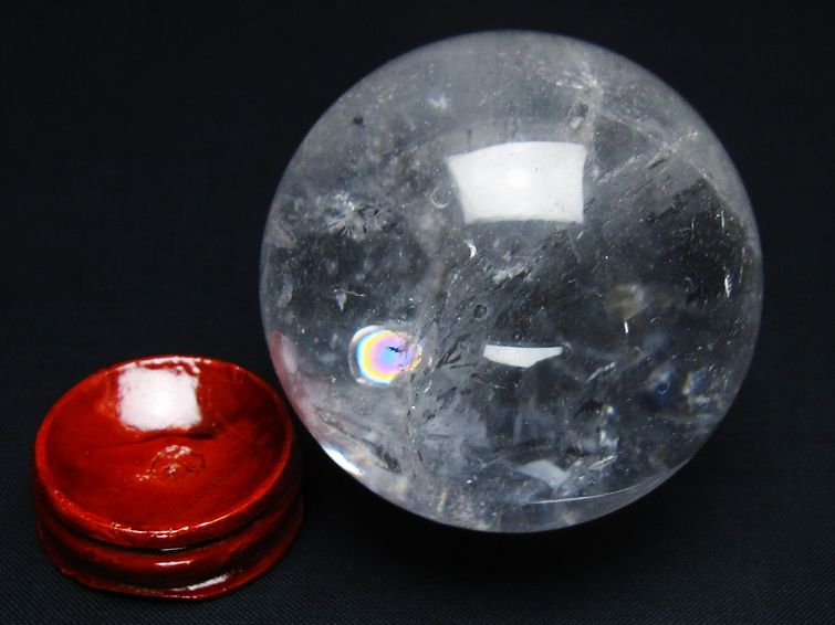 水晶 丸玉 虹入り 61mm スフィア 置物 水晶玉 一点物 151-8803