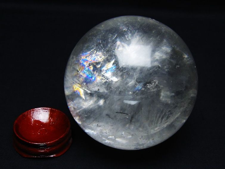 水晶 丸玉 虹入り 76mm スフィア 置物 水晶玉 一点物 151-8810